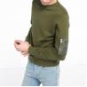 Plain Army Green Crew Neck Sweatshirt Anti - Shrink Printed Technics Without