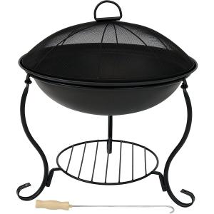 Steel Brazier Bowl - Black Outdoor Wood Burning Fire Pit Wood Stove Patio Fireplace