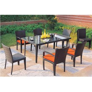 YLX-RN-042 Stackable Rattan Armchair and Without Armchair with Orange Cushion