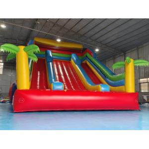 New Design Tarpaulin Fireproof Commercial Inflatable High Slide Palm Theme Giant Inflatable Slide Castle For Kids And Ad