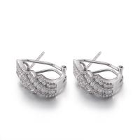 China 4.45g 8mm Silver Hoop Earrings Zircon Sterling Silver Mini Hoop Earrings on sale