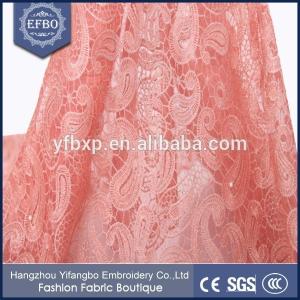 Decorated with beads and rhinestones embroidery on mesh nigerian wedding dress lace fabric