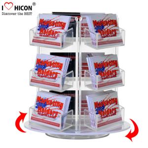 Custom Rotating Counter Display Racks , Acrylic Business Card Display Holder 3 - Layer