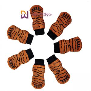 China Cotton Spandex Non Slip Dog Socks Imitation Of Tiger Stripes for dogs paws supplier
