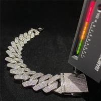 China 18mm Vvs Moissanite Hip Hop Cuban Chain Bracelet Claw Setting 925 Sterling Silver on sale