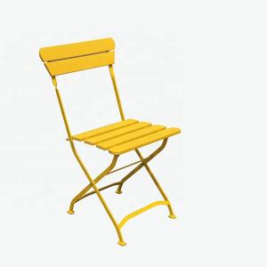 Outdoor Yellow Folding Beach Lounge Chair Metal Powder Coated Tube Frame Fold Up Beach Lounger