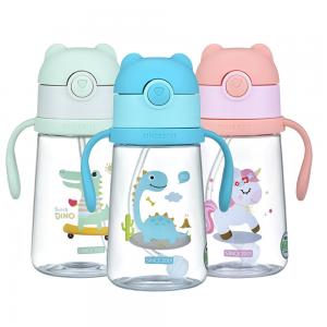 OKADI New Design BPA Free Trittan Carton Custom Plastic Kids Water Bottle, Non Spill Plastic Water Cups With Straw