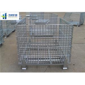 Euro Warehouse Wire Mesh Container Wire Folding Bulk Containers With Wooden Pallet
