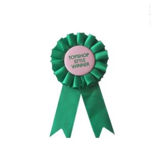 China Dark Green Rosette Award Ribbons , Polyester Material Logo Printed Ribbon supplier