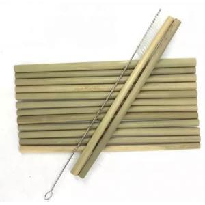 Custom Natural Biodegradable Bamboo Straws 20cm Reusable Straight Straws With Brush