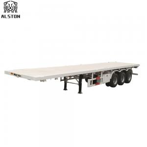 China 3 Axle Used Flatbed Semi Trailer , 12.5m Used 40 FT Container Trailer supplier