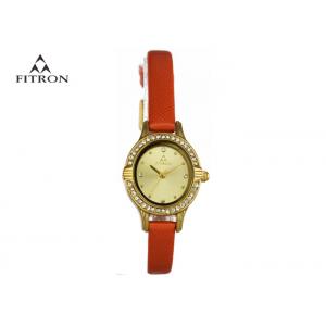 China Alloy Shell Red Leather Strap Ladies Quartz Watch Casual Style Custom Dial Thickness supplier