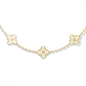 VCA Vintage Alhambra necklace 10 motifs yellow gold round diamonds 10 flowers