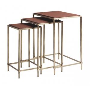 Stainless Steel Legs Metal And Wood Nesting Tables 3 Nest For Hotel