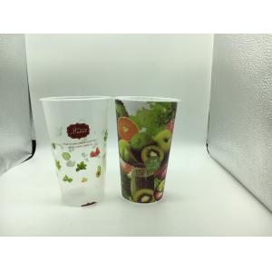 China Custom Printed Plastic Cups With Dome Lid , Transparent Plastic Coffee Cup With Cap supplier