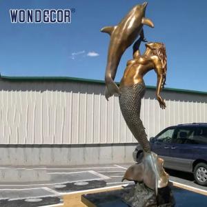 Custom Life size in unique brass mermaid statue for garden decoration