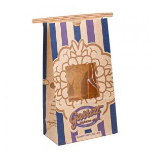 Non Smell Kraft Paper Bag With Window Eco Friendly Water Based Soy Ink Printed