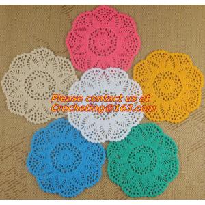 China Crochet dinner table mat fabric doilies cup pot pad lace doily, Handmade Crochet Tablecloth, Doily supplier