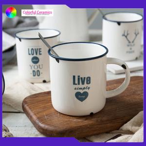 China Retro ceramic mug simple office coffee mug Imitation enamel mug кружка для кофе купить wholesale