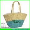 LUDA colorblock hand braided tote bag oversized wheat straw tote bag