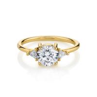 China RD 4mm Round Natural Diamond Ring , Claw Setting 18k Gold Wedding Band on sale