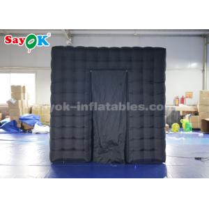 Event Booth Displays Black Two Doors Cube Inflatable Photo Booth With Air Blower Attractive