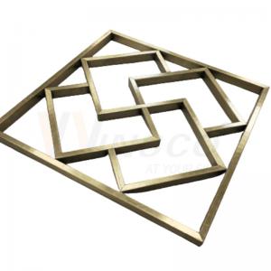 China Customized Titanium Gold Stainless Steel Metal Fabrication Geometric Abstract Wall Sculpture Art supplier