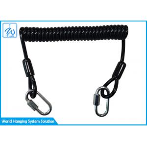 Black Wire Coil Lanyard With 1 Screwgate For Working At Height Stop Drop Tools