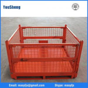 Folding heavy capacity steel storage metal forklifts stacking warehouse roll cages