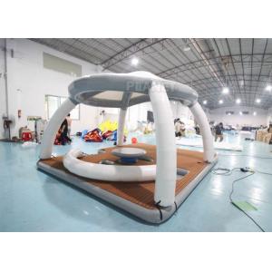 Inflatable Water Floating Mat Island With Roof Tent Inflatable Aqua Banas Water Tent For Leisure Time