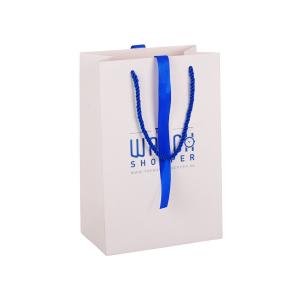 190gsm SBS White Paper Shopping Bags With Handles 8 X 6 X 12 Inches