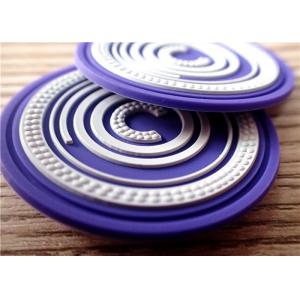 China Double Color Circular Silicone Patches With 3D Embossed Brand Name Logo wholesale