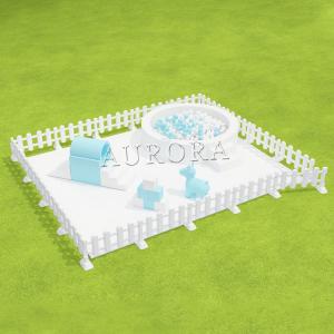 Soft Play Equipment Set White And Blue Foam Play For Party Rental Business