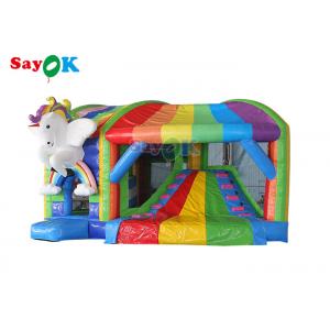 Rainbow Kids Inflatable Jumping Castle Unicorn Bouncy Castle With Slide