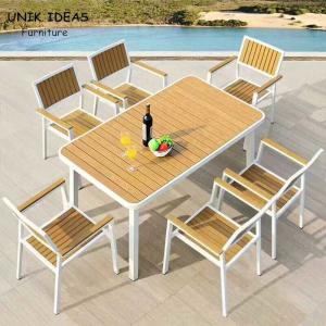 Patio Aluminum Outdoor Table Chairs All Weather Wpc Board Garden Furnitures 160x80x75cm
