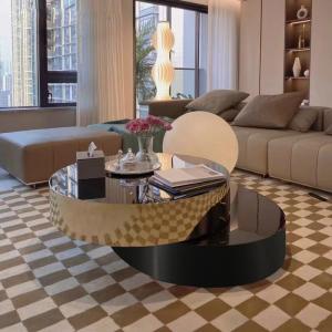 Rotatastic Tempered Glass Stainless Steel Coffee Table Ensemble  Lift Type