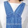 Blue Color Women Denim Dungaree Dress With Frayed Hem OEM Service