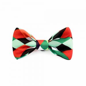 China 3.94in 10cm Red Rainbow Dog Bowtie Plaid Dog Collar With Bow wholesale