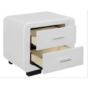 White Faux Leather Bedside Table with Two Drawers & Bluetooth Speaker