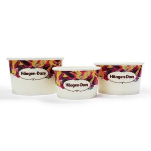 Disposable Disposable Ice Cream Sundae Cups 16oz Logo Printed Paper Bowls With Spoons