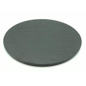 Black Round Slate Placemats Diameter 22cm Natural Surface Eco Friendly