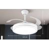 Factory 42 Inch Modern Indoor Decorative Retractable Ceiling Fan with LED Light Reversible DC Motor 3 Blades