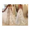 V Neck Flower Lace A Line Wedding Dress of Floor Length Plus Size