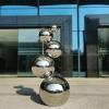China Outdoor Polished Sphere Garden Stainless Steel Five Balls Sculpture 2m Height for sale