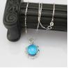 China Sterling Silver 14mmx16mm Oval Dome Blue Topaz Cubic Zircon Pendant (PSJ0430) wholesale