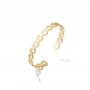 Luxury Diamond 18K Gold Chain Link Bracelet Eco Friendly Copper Gold Plated Bangles