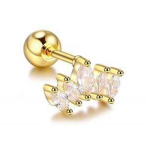16g Crown Shape Gold Body Piercing Jewelry Earrings 6mm Length With Mq Diamond