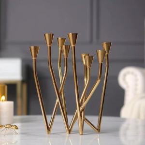 China W shape metal nordic style brass candle stick holder tabletop Decorative Candle Holder supplier