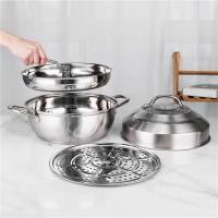 China 30cm Stainless Steel Double Bottom Cookware Steamer Pot Set on sale