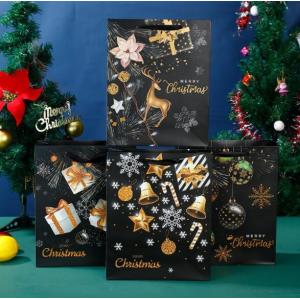 China Rectangle 40gsm-150gsm Custom Cardboard Bags Bronzing Christmas Paper Bags With Handles supplier